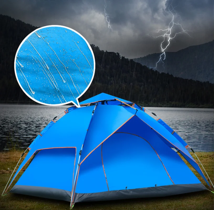 

NO MOQ 3-4 people Automatic Tent With 3 Window Quick Easy Setup Portable Backpacking Tent for Camping Hiking Traveling, As picture