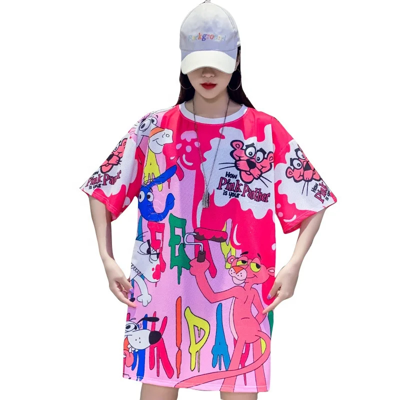 

Best selling womens Casual Dresses Wholesale plus size loose t-shirts women Print t shirt women