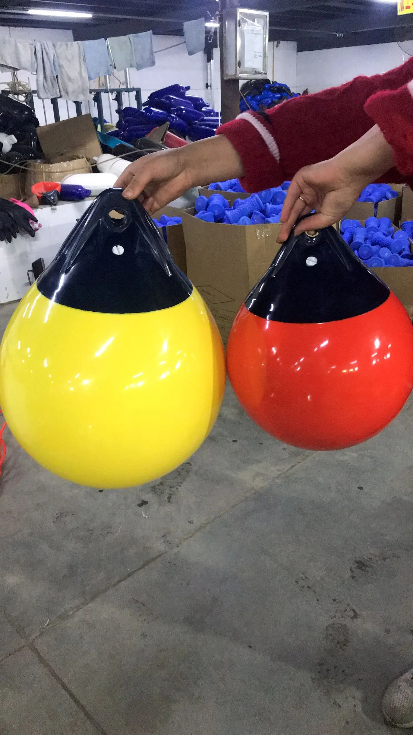 Uv Resistance Dock Bumper Ball Inflatable Pvc Yellow Mooring Buoys