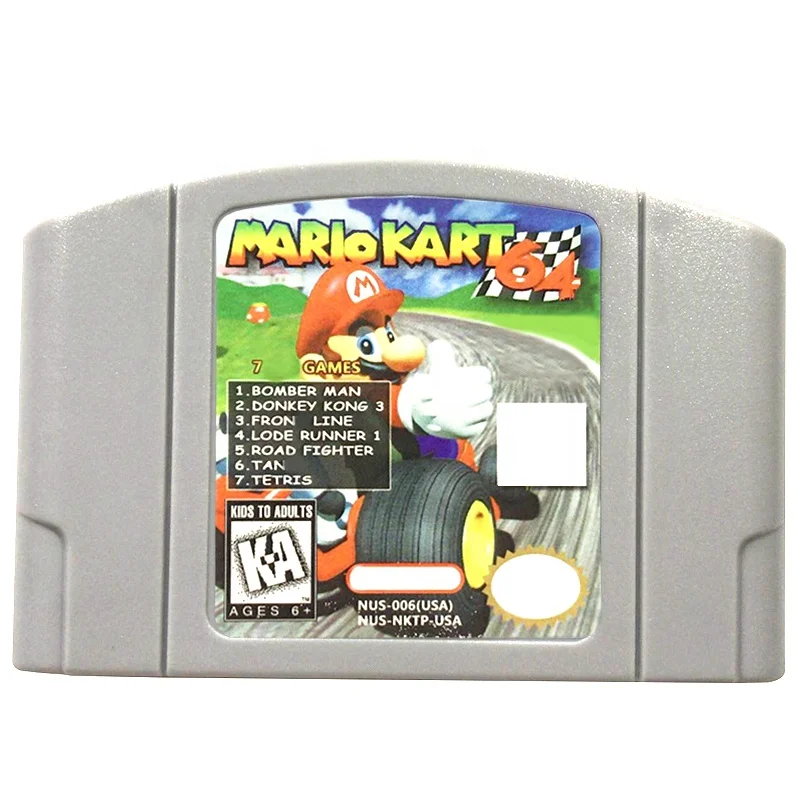 

US Version English Language Multi Card Grey Shell Collection 8 in 1 64 bit + 8 bit Game N64 Game Mario Kart