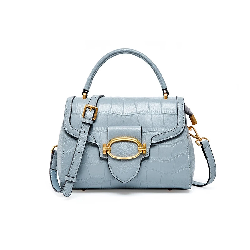 

New Fashion Ladies Crocodile Grain Tote Crossbody Bags Women Handbags Genuine Leather Handbag, Black, sky blue, beige