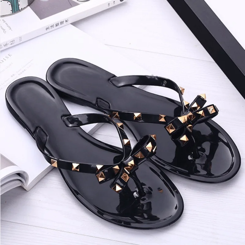 

New arrivals girls Summer non-slip bow crystal women's jelly slippers women's sandals espadrilles women's sandals 2022, Customized color