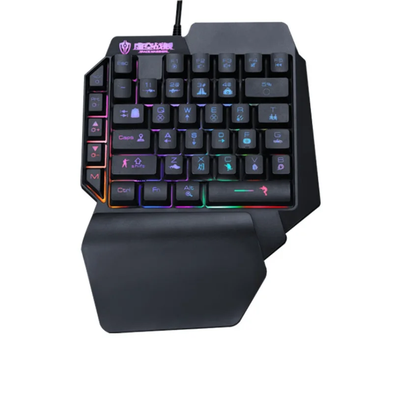 

BAJEAL F6 Wired Gaming Keypad with LED Backlight 39 Keys One-handed Membrane Keyboard for LOL/PUBG/CF