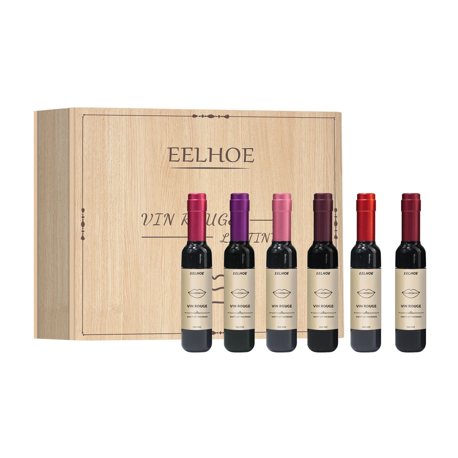 

EELHOE 6PCS Mini red wine design private label matte lipstick set make your own lipstick waterproof