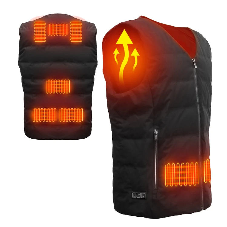 

Smart Rechargeable Outdoor V-neck heated body warmer unisex down vest Carbon Battery Powered USB Heating Vest free delivery