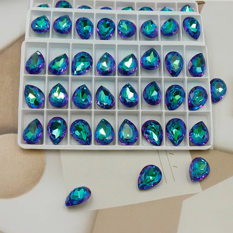 

Paso Sico Popular Color Sphinx Shiny K9 Glass Teardrop Foiled Crystal Stone for Dresses Decoration Fashion Show