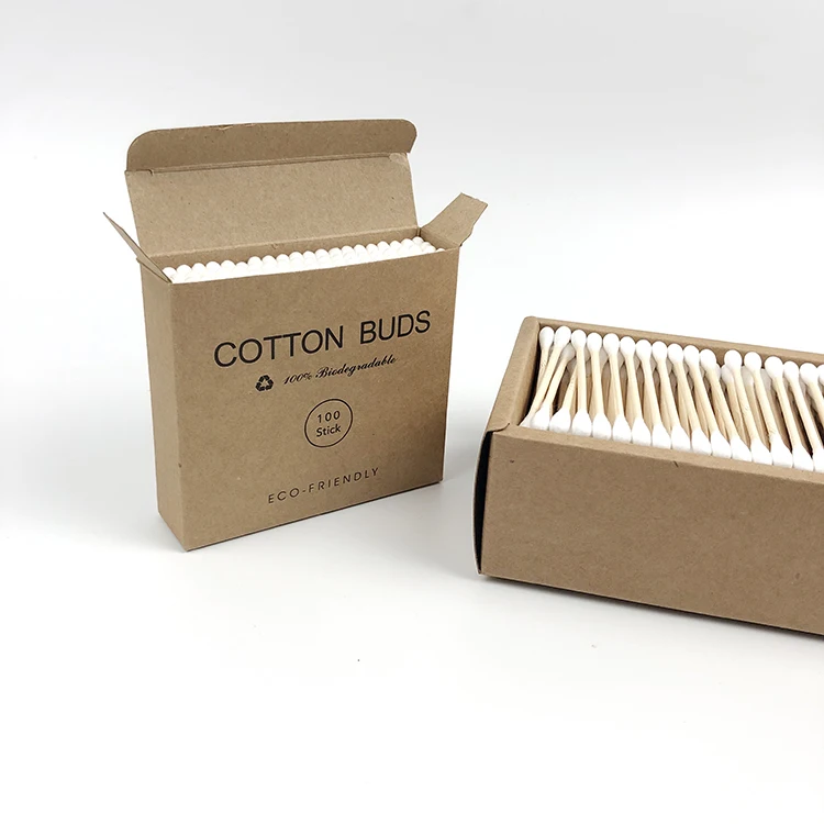 

Factory Direct Supply Bamboo Wooden Stick Cotton Buds Makeup Remover Buds, White