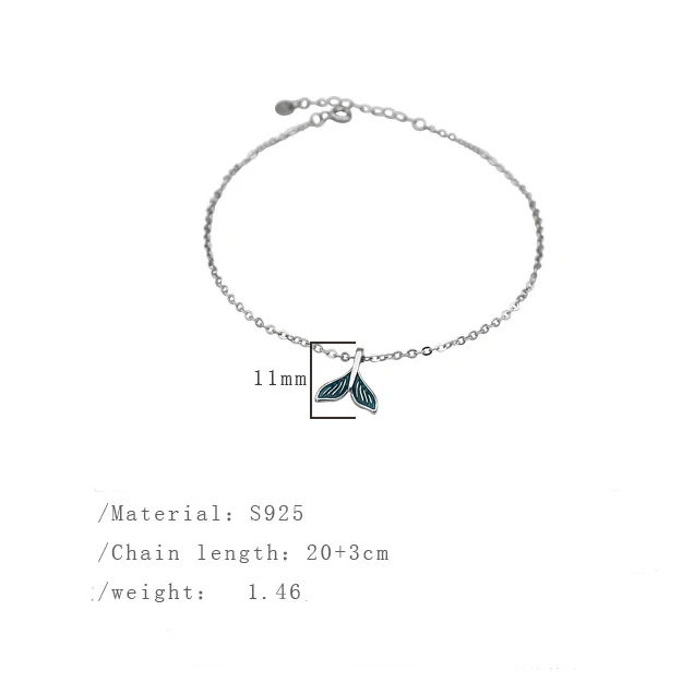 

Fashionable Jewelry Wholesale Leaf Pendant Personalized Anklet 925 Sterling Silver