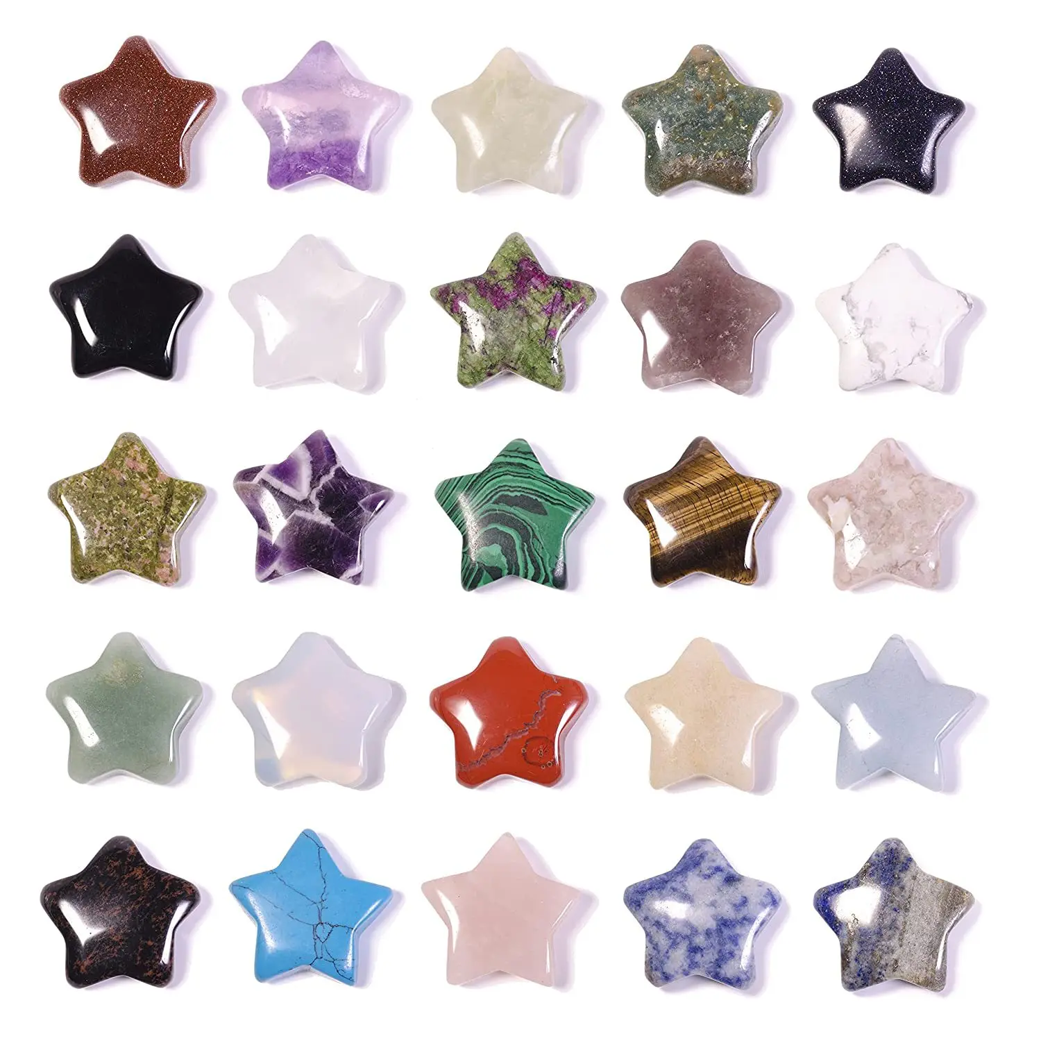 

Wholesale 30mm Small Star natural Stone Healing crystals Stars for DIY necklace Home Decoration