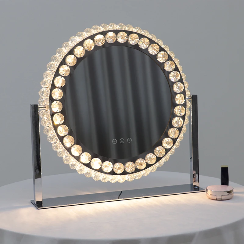 

LED Hollywood lighted vanity set Round heart shape bling bling crystal diamond mirror