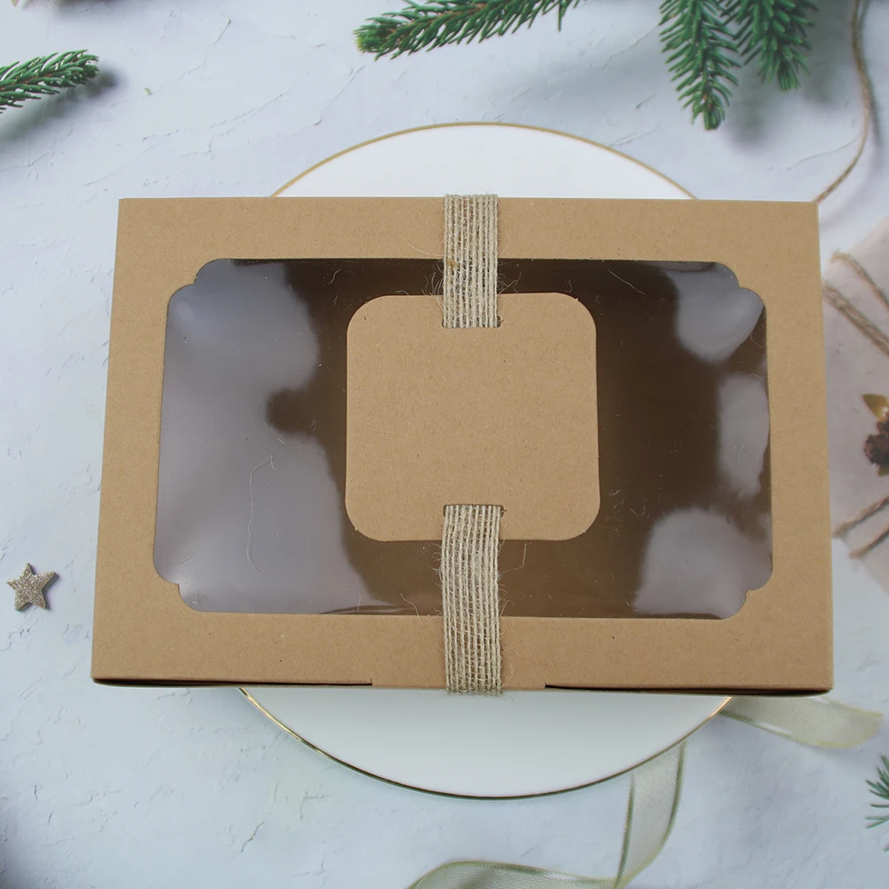 

new design pastry cookie paper gift box wedding white brown craft paper box for parties wholesales