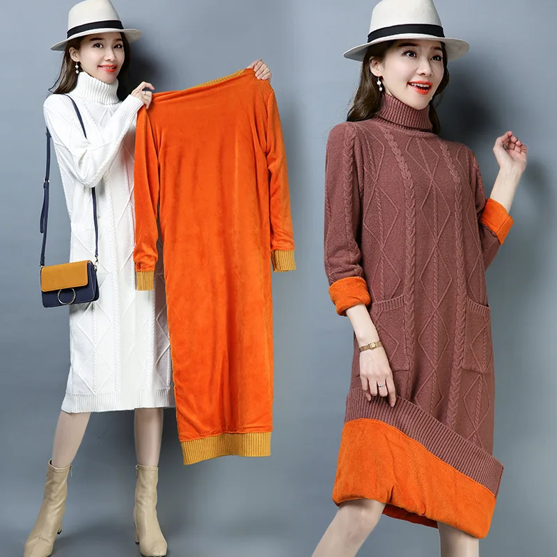 

Wholesale new arrival turn down collar cable knitted women long fleece sweater dress, Grey,deep grey,navy,bordeaux
