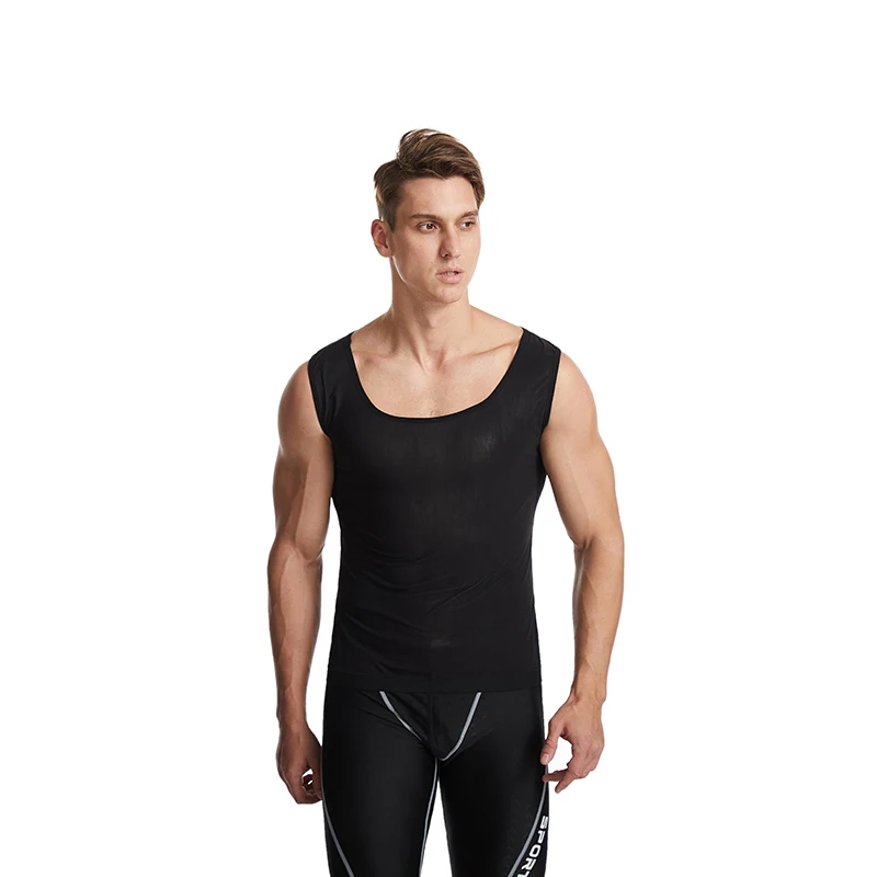 

Men's Sports Body Slimming Vest Europe And The United States Sauna Sweating Fitness Body Shaper Sweating Belly Shirt, Black
