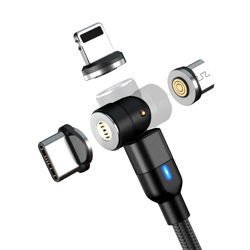 

Hot selling universal 3 in 1 magnetic fast data line 540 degree magnetic cable for cellphone