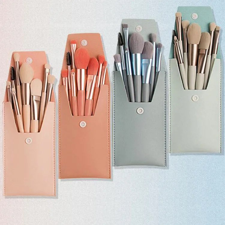 

Best Selling 8pcs Pink Plastic Handle Makeup Brush Beauty Tools Custom Logo Mini New Nylon Hair Makeup Brush Set For Girl