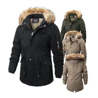 

Cotton Plus Size Winter Windbreaker Longer Men Coat jacket With Faux Fur