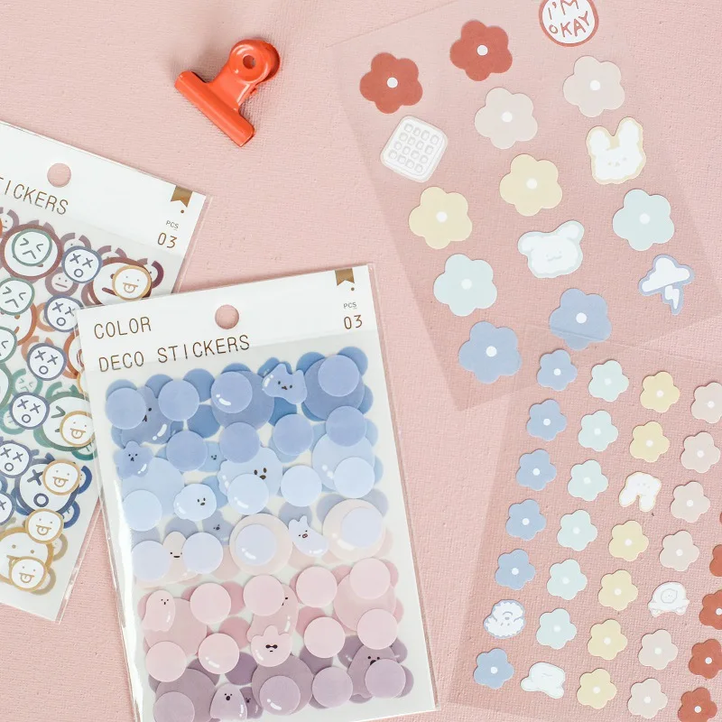 

3 sheets/pack Kawaii Cartoon Cute PET Stickers Waterproof Art Paper Craft DIY Planner Handmade Decorative Scrapbook Album Label