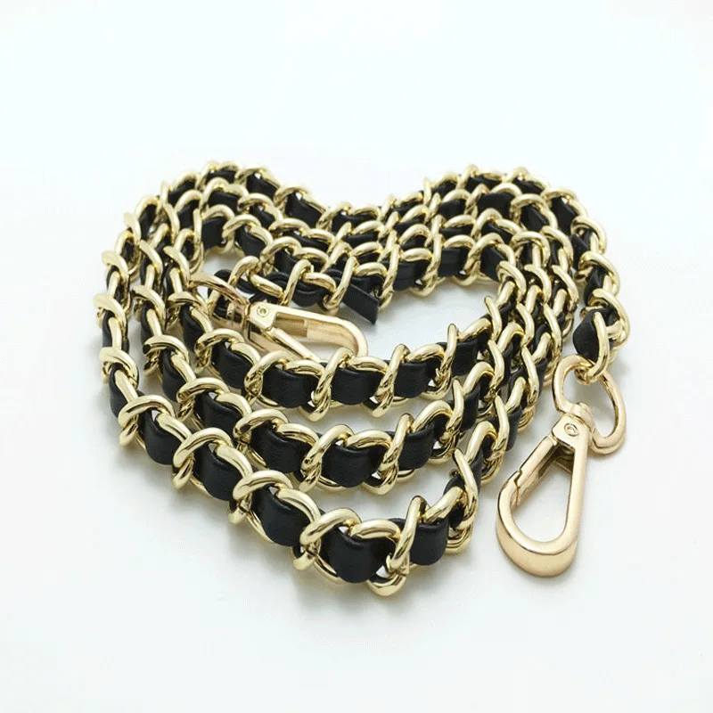 

120*0.11cm Women's Alloy And Leather Chain Bag Strap, Gold/silver/gun/bronze