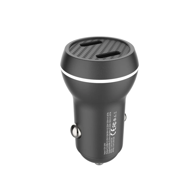 

High Quality Dual Usb Port Safe And Low Temperature Quick Charging Car Charger For Smartphones, Black red customized