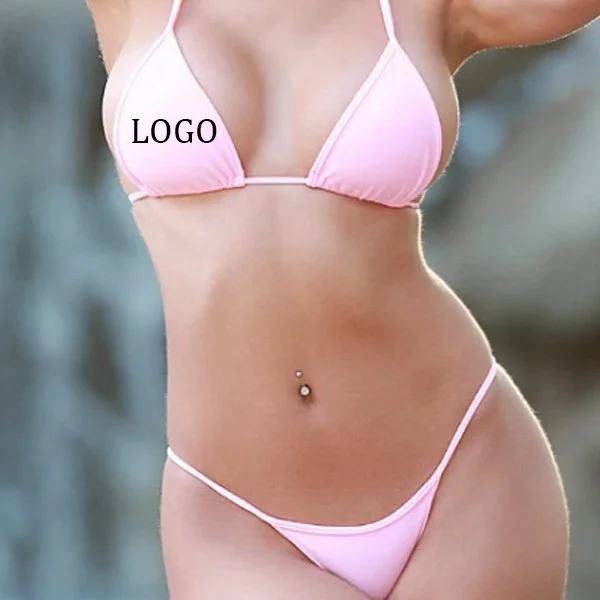 

Best Selling 2021 New Foreign Trade Fashion Ladies Pure Color Bandage Split Swimsuit Sexy Bikini, As picture