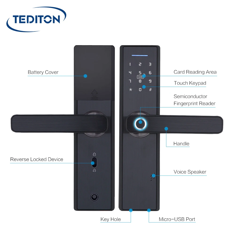 Tuya Wifi Fingerprint Door Lock Smart Lock Tuya Aluminium Door Lock ...