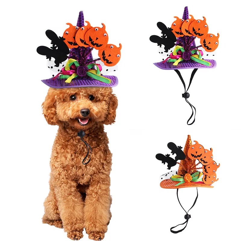 

Halloween Pet Hat Pumpkin Gecko Design Dog Hat Funny Headwear Adjustable Strap Halloween Pet Cosplay Accessories, Picture