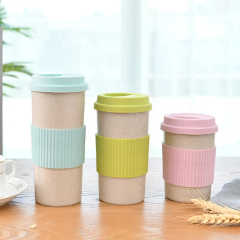 

Wheat Straw Coffee Cups Wholesale Custom OEM Recycled Chinese Cafe Coffee Tumbler Travel Coffee Mug with Customized Logo, Could be customized as per pantone code