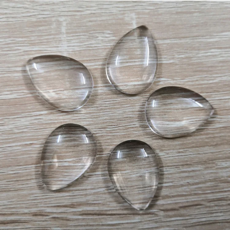 

Factory price transparent glass pear shape clear cabochon, Crystal