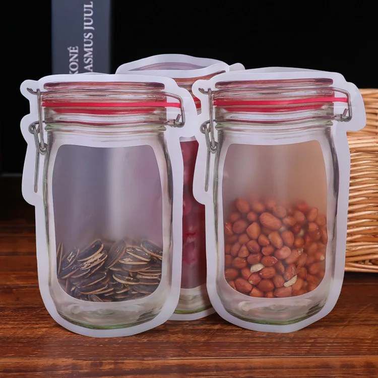 

Leakproof Food Sandwich Storage Bags for Travel KidsMason Jar Zipper Bags Reusable Snack Saver Bag, As the picture