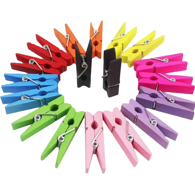 

Mixed Color Wooden Clothes Pegs 2.5cm Photo Paper Peg Pin Clothespin Clips