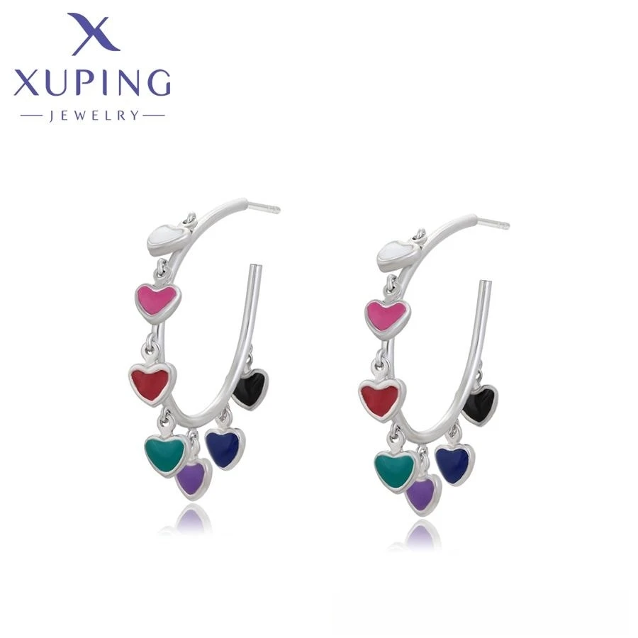 

14E2372401 XUPING Jewelry Classic minimalist heart shaped stud earrings platinum plated gold color women exquisite earrings