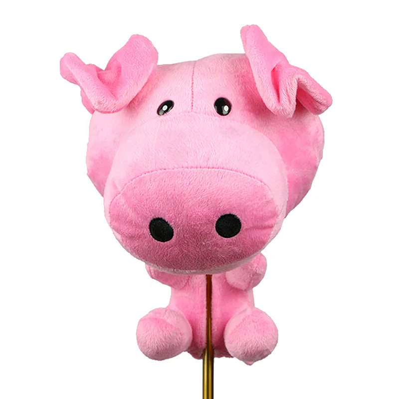 

Custom Wholesale Soft Plush pink Animal dog Women's clubs cover 460cc golf driver headcover