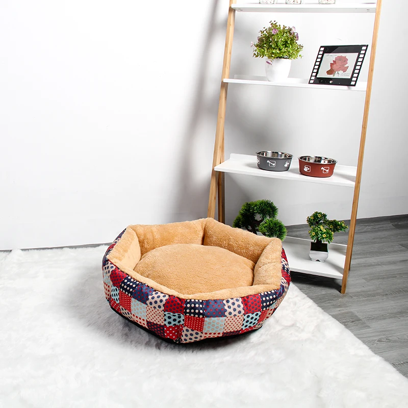 

New Fashion Round Washable Dog Bed for Large Medium Small Dogs Camo Plush Bed House Baskets Mat Pet Beds for Dogs Cats Pet, Customized