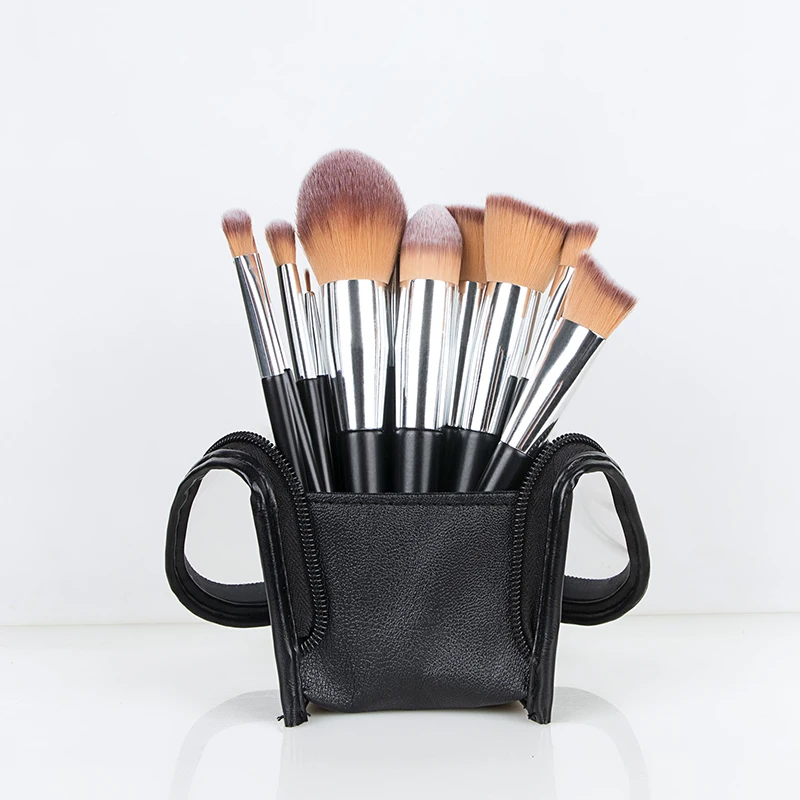 

16pc luxury foundation matte black handle make up brush set 16 pices custom 16 pcs private label makeup brush set with bag