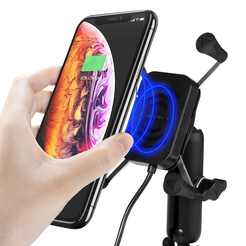 

Motowolf Flexible X Wireless Charged Motorcycle Phone Bracket Mobile Holder For Bike Universal, Black