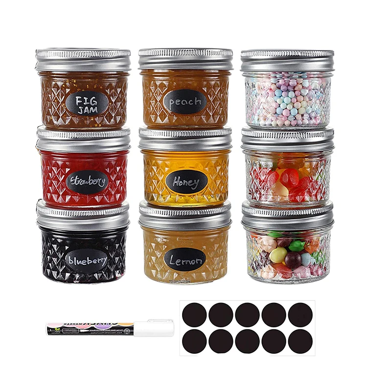 

Wholesale 4oz 120ml Empty Wide Mouth Food Storage Mini Honey Yogurt Jam Spice Canning Glass Mason Jar with lids and Stick, Clear, customer requirements