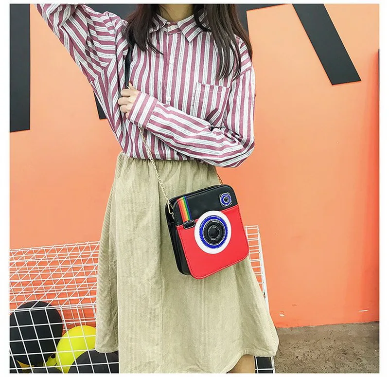 

PU leather Camera shaped shoulder Bag Fashion chain messenger bag purses for women