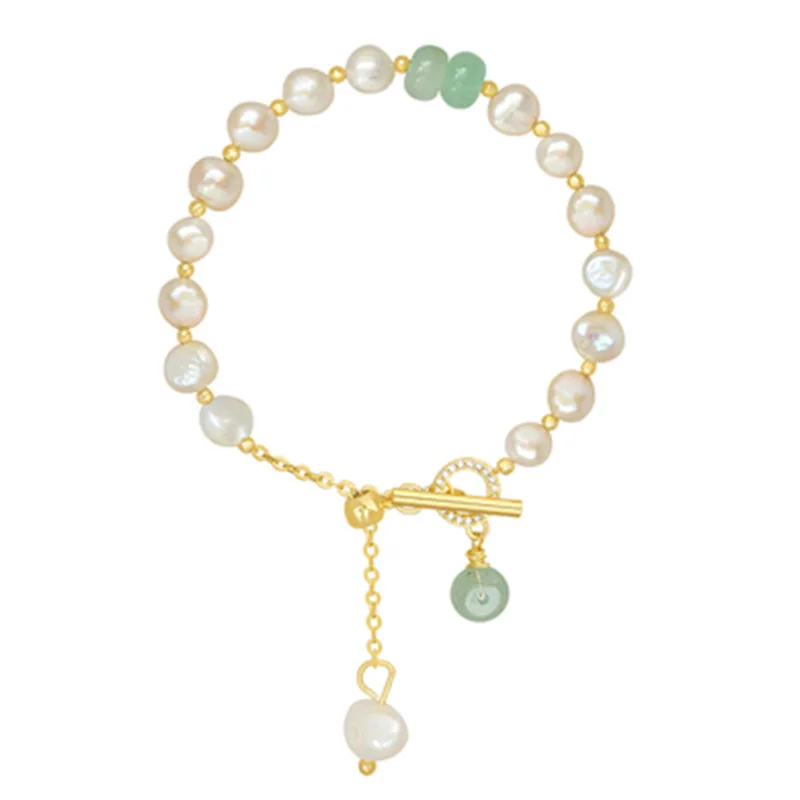 

INS bestie temperament hand ornaments 14K gold baroque pearl round bracelet