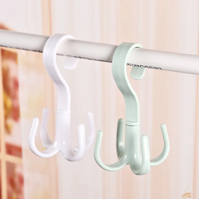 

Creative Rotatable Four-claw Hook Multifunctional Tie Scarf Hook Bag Hanger Drying Shoe Hook, As photo