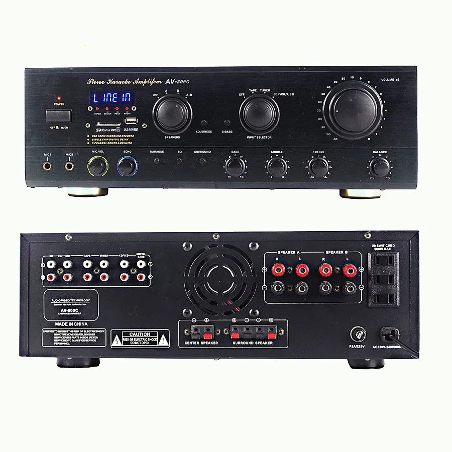 

professional stereo mixing digital karaoke amplifier power echo mixer from China supplier, Black