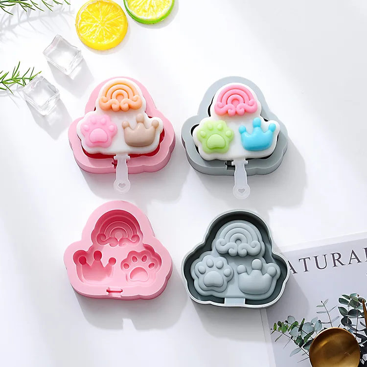 

LOVE'N LV049 Popsicle mould box cheese stick mold cat paw rainbow crown shape silicone ice cream molds