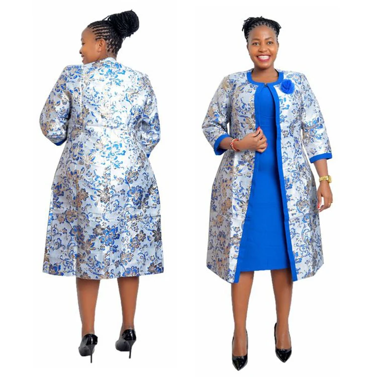 

Blue Long jacket plus size ladies suits made in China