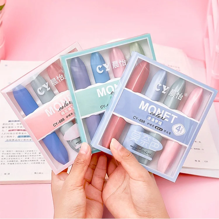 

School large capacity flat shape 4 color pastel highlighter marker supplier