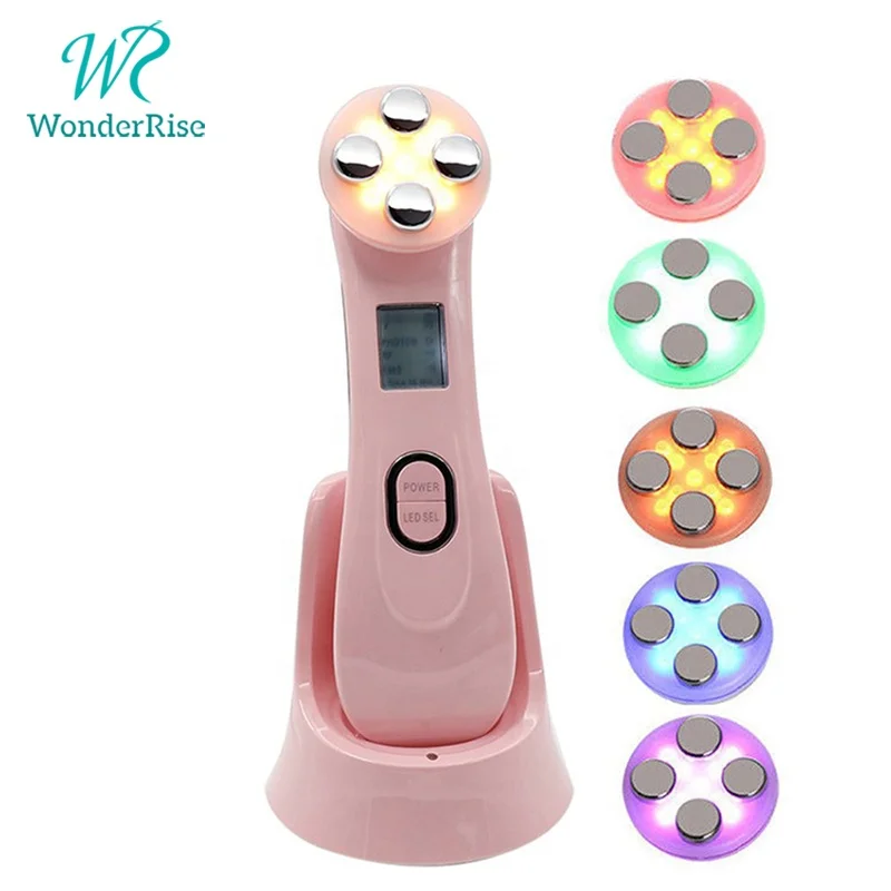 

Electric Portable Beauty Care Massager Skin Rejuvenation Wrinkle Removal LED EMS RF Facial Machine, Pink/ white/ black