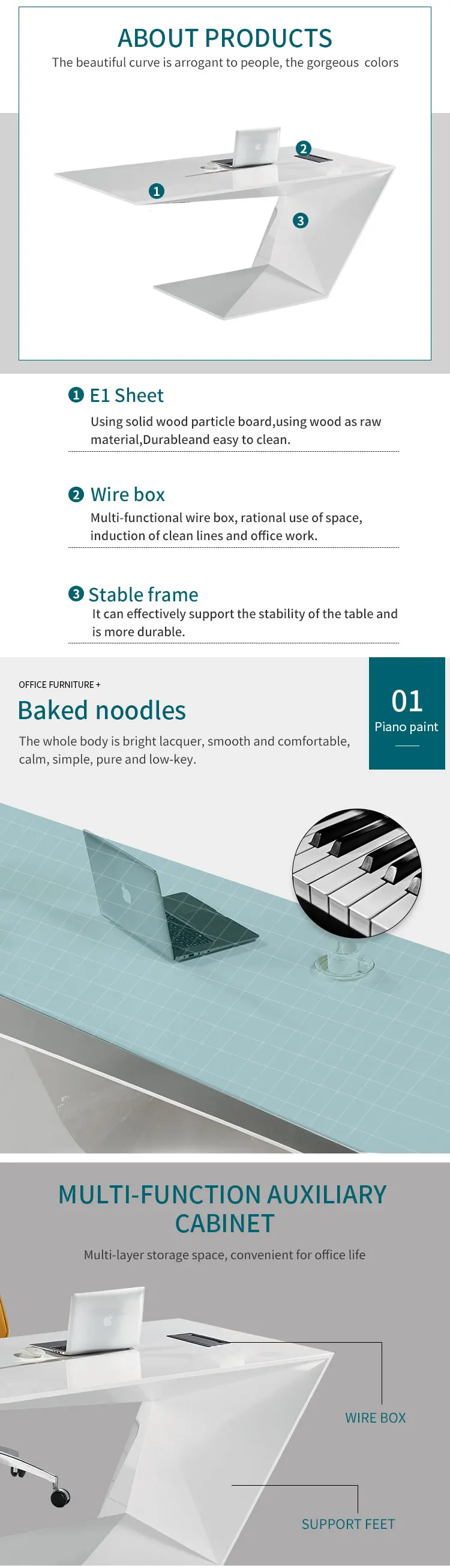 2020 latest office table designs foshan wooden furniture modern white office furniture desk