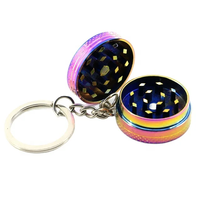 

20mm 30mm 2 parts small sizes pocket portable keychain tobacco smoking herb grinder for weed, Nature matel color