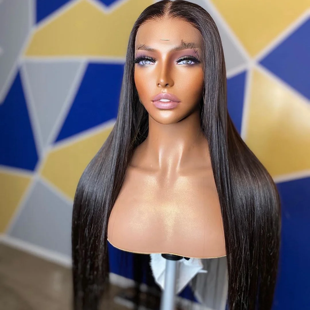 

150% Density 13*4 Lace Front Wig Medium Brown Lace Frontal Wig 100% Human Hair Wig With Bleached And No Shedding