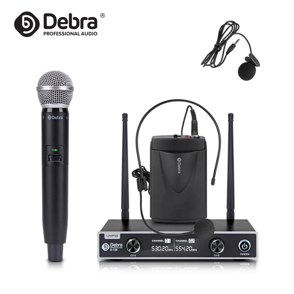 

Debra Audio D-120 Handheld Or Lavalier & Headset Mic UHF Wireless Microphone System OEM for KTV Church Speech karaoke