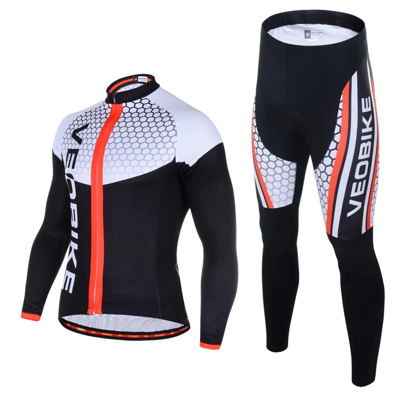 

VEOBIKE Autumn Men's Long Sleeve Cycling Jersey Set Pro Team 2020 3D Gel MTB Bike Clothes Quick Dry Bicycle Clothing Sport Suits