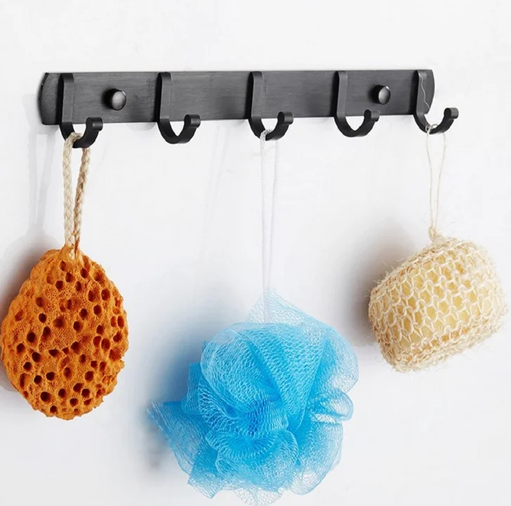 

Black adhesive bathroom accessories robe hooks wall mounted towel hook